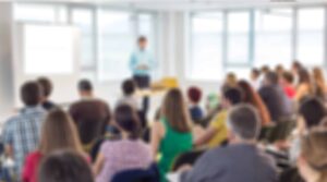 Blurred CPR certification class background