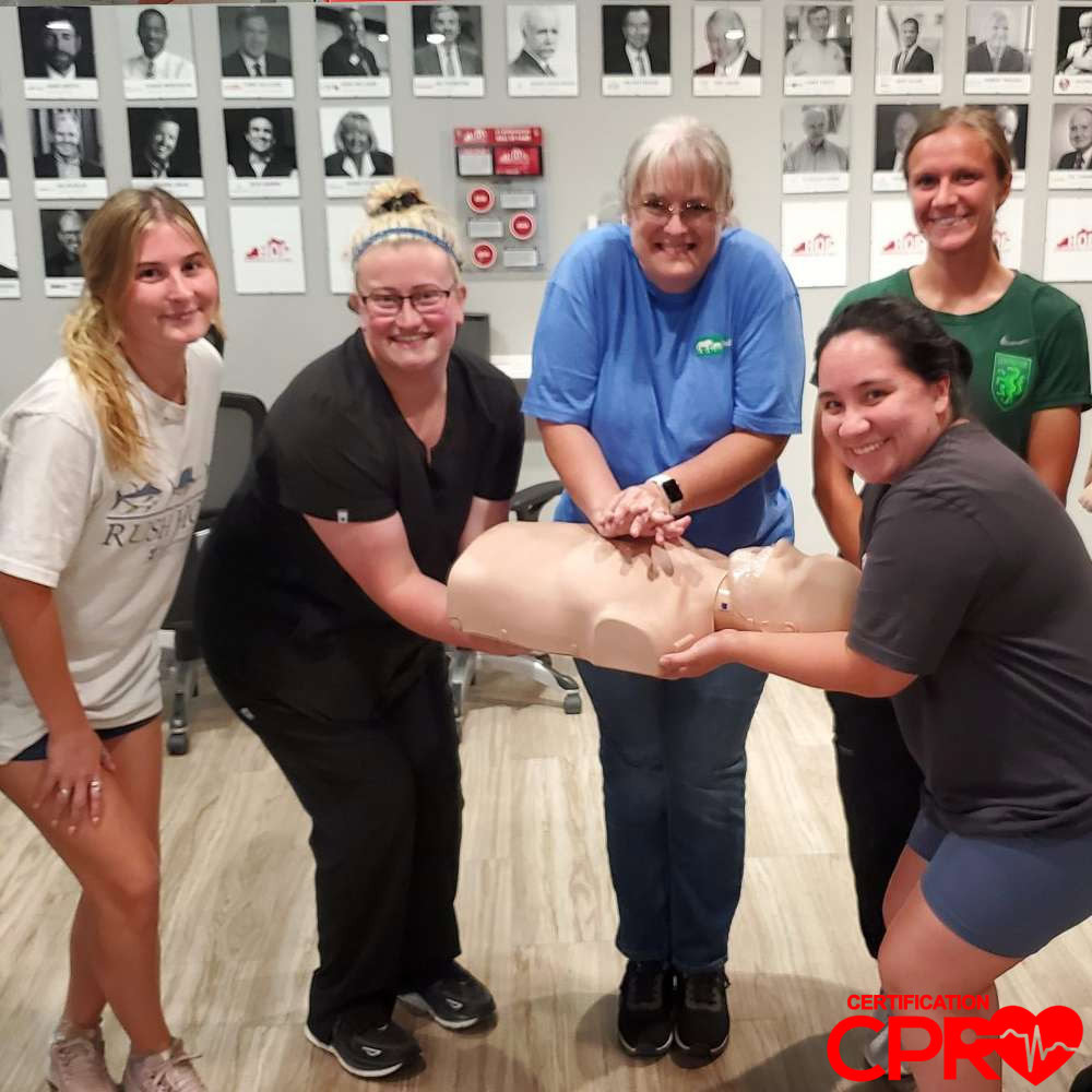 Group CPR training session in Chicago with certification course.